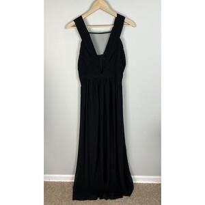 Lulus Black Maxi Dress Mesh Pleated Front Sleeveless Size Large Polyester CD3833